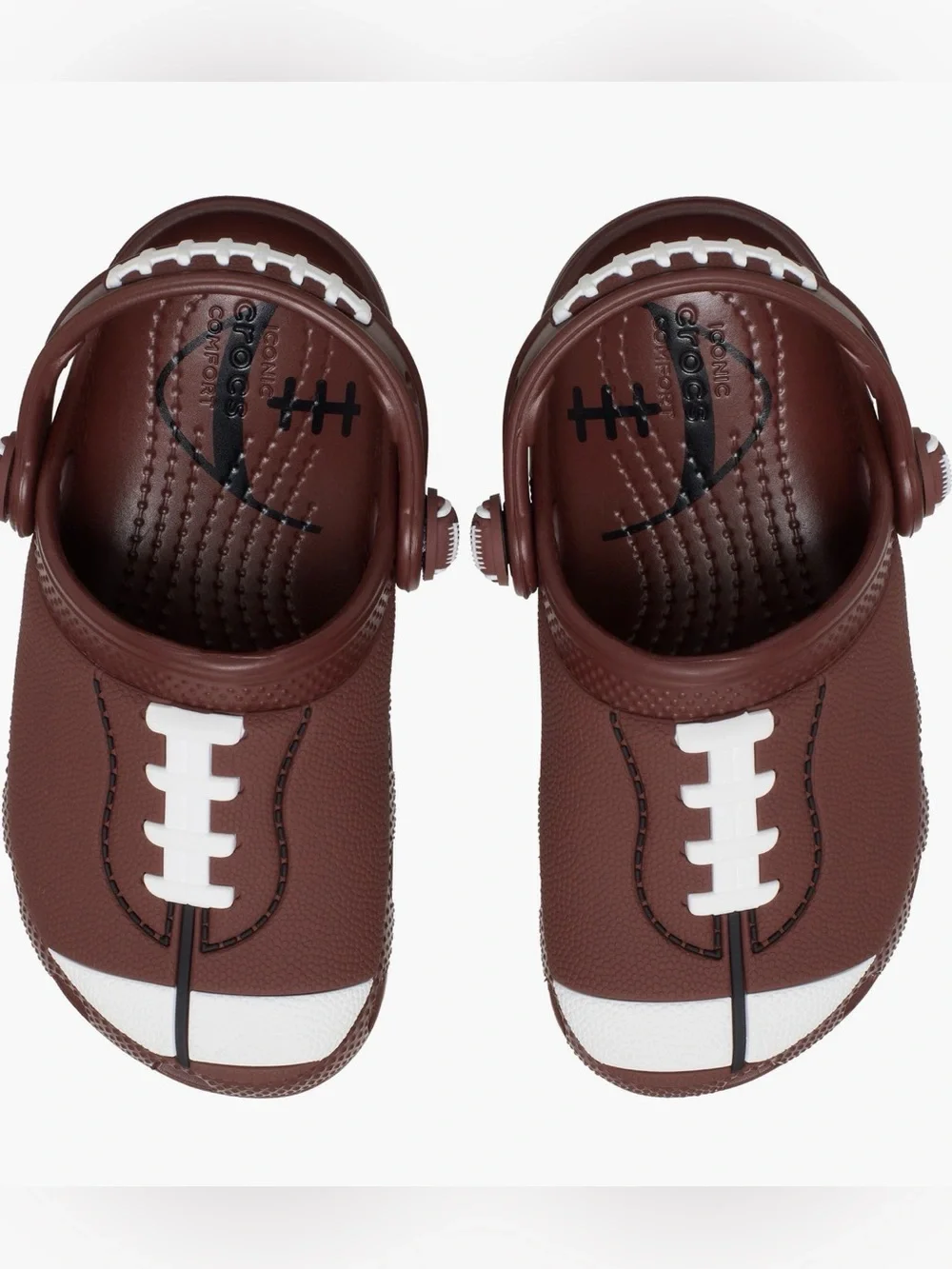 CROCS Kids Brown & White Football Clog Sandals, Size 11C